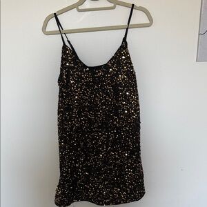SHEIN Black and Gold Sequin Mini Dress